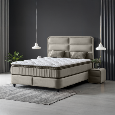 Тапицирана спалня с матрак FALLONE 160 x 200 - бежов 02