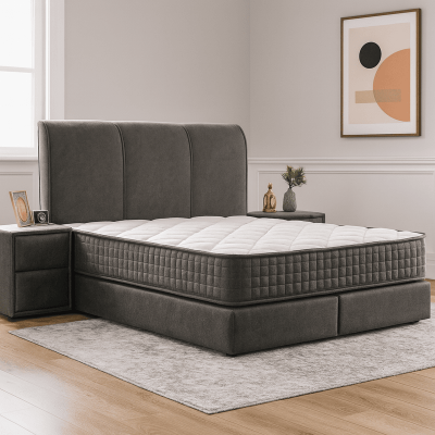 Тапицирана спалня с матрак LINDA 160 х 200 - сив 13