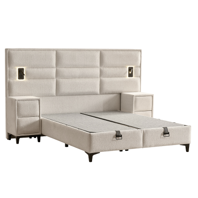 Тапицирана спалня с матрак MATHILDA 160 x 200 - бежов 01