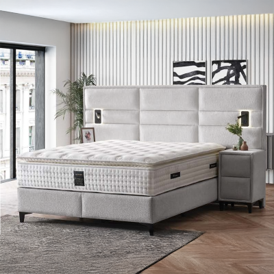 Тапицирана спалня с матрак MATHILDA 160 x 200 - светлосив 21