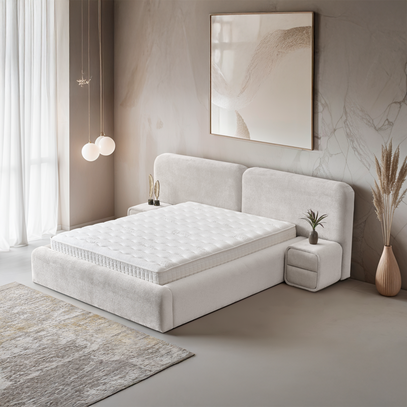 Спалня с матрак 180 х 200см- перла Тапицирана спалня с матрак MYKONOS 180 х 200 – перла SY