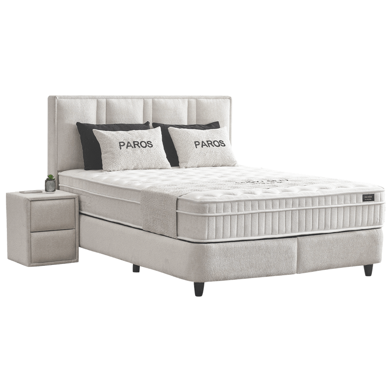 Тапицирана спалня с матрак PAROS 140 х 200 - крем AN