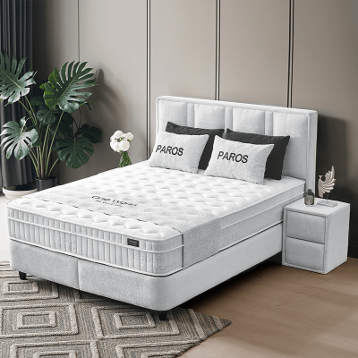 Тапицирана спалня с матрак PAROS 160 х 200 - сребърен AN