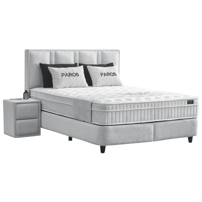 Тапицирана спалня с матрак PAROS 160 х 200 - сребърен AN