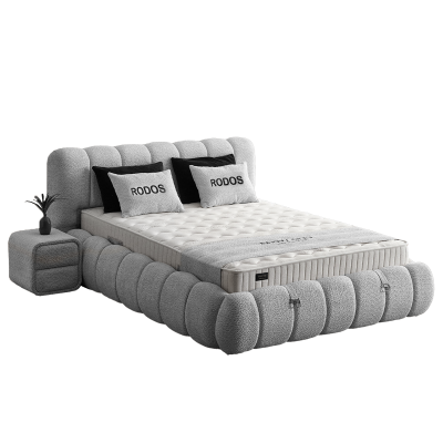 Тапицирана спалня с матрак RODOS 160 х 200 - светлосив 326