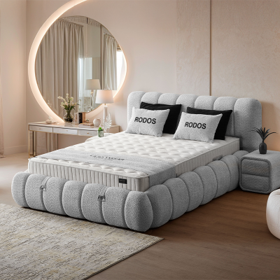 Тапицирана спалня с матрак RODOS 160 х 200 - светлосив 326