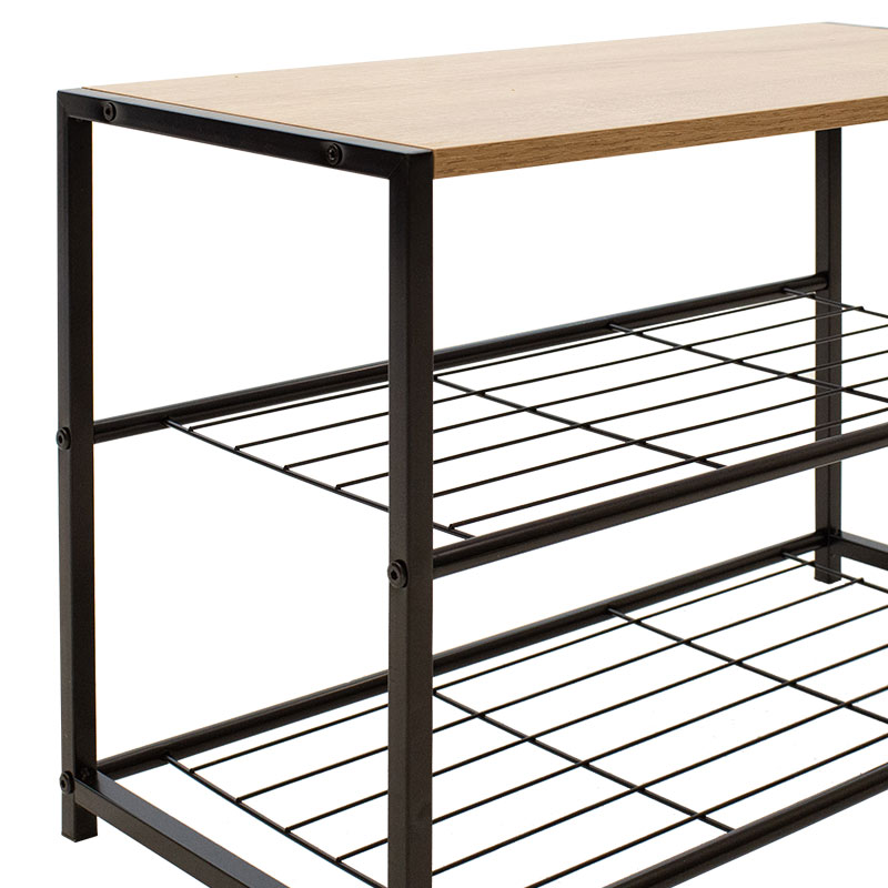 Етажерка за обувки цвят натурал-черен