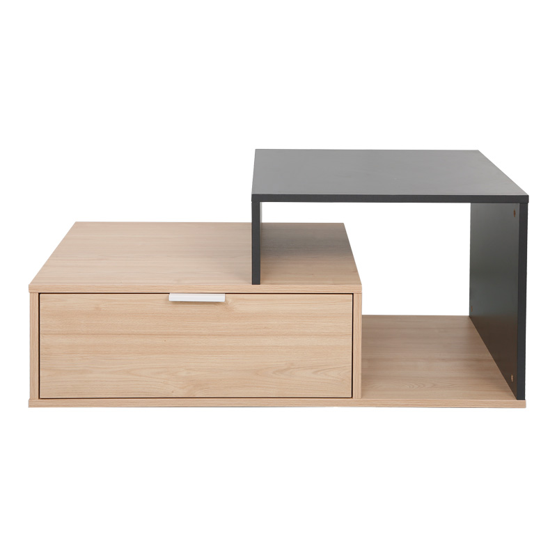 Кафе маса 90x50x40 см цвят натурал-тъмно сив