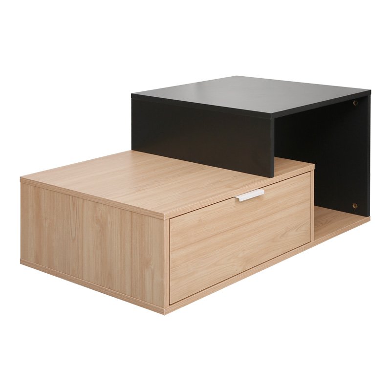 Кафе маса 90x50x40 см цвят натурал-тъмно сив