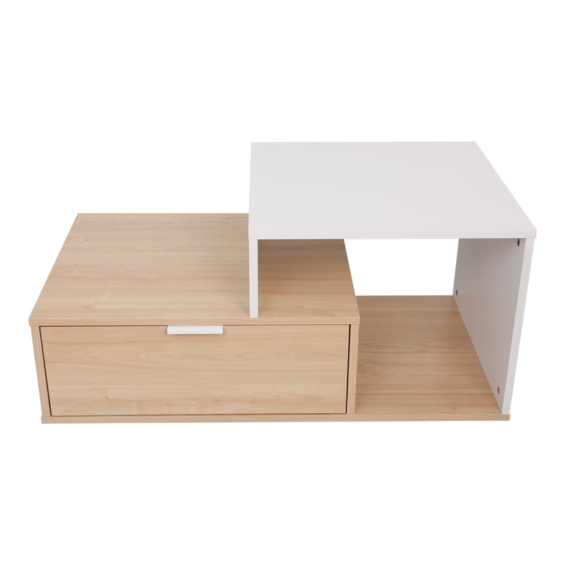 Кафе маса 90x50x40 см цвят натурал-бял