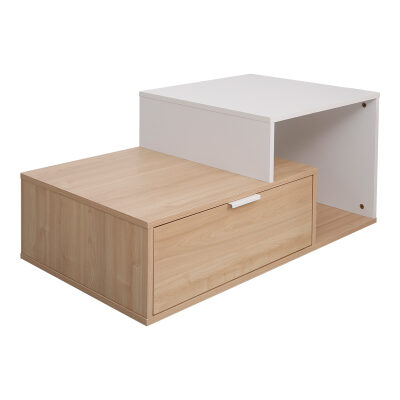 Кафе маса 90x50x40 см цвят натурал-бял