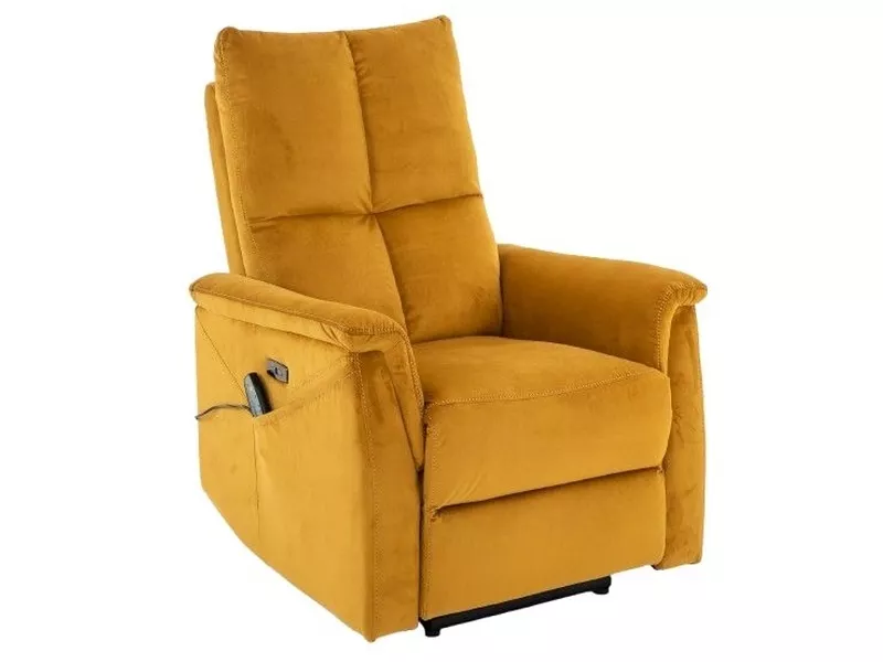 Фотьойл с функция за масаж кадифен - къри