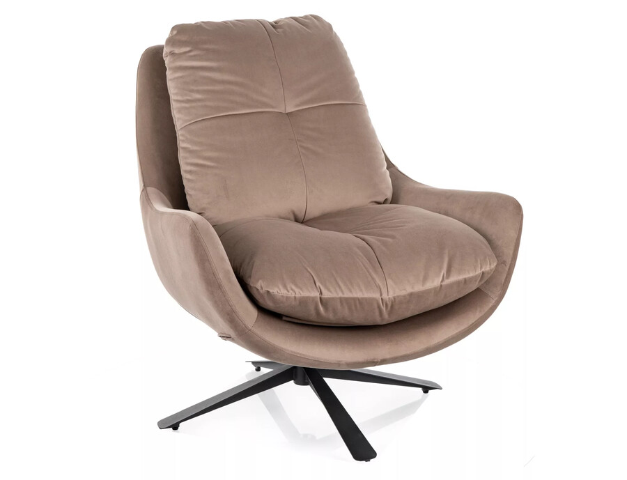 Въртящ се кадифен стол - тъмнобежов