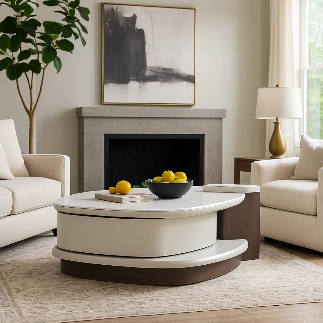 Холна маса ALDO – бял-капучино