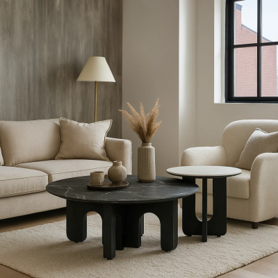 Комплект холни маси BALDER - черен-бял