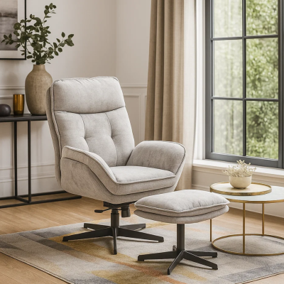 Кресло с табуретка ANDREA - светлосиво