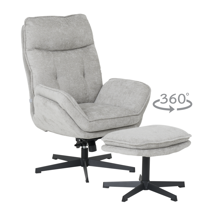 Кресло с табуретка - светлосиво Кресло с табуретка ANDREA – светлосиво