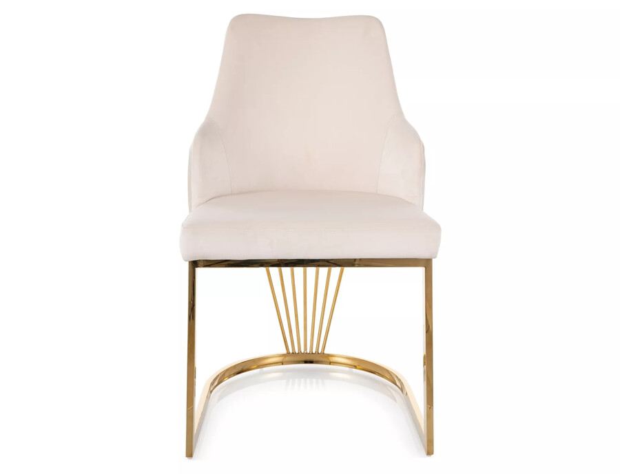 Кадифен стол – златен/Светлобежов