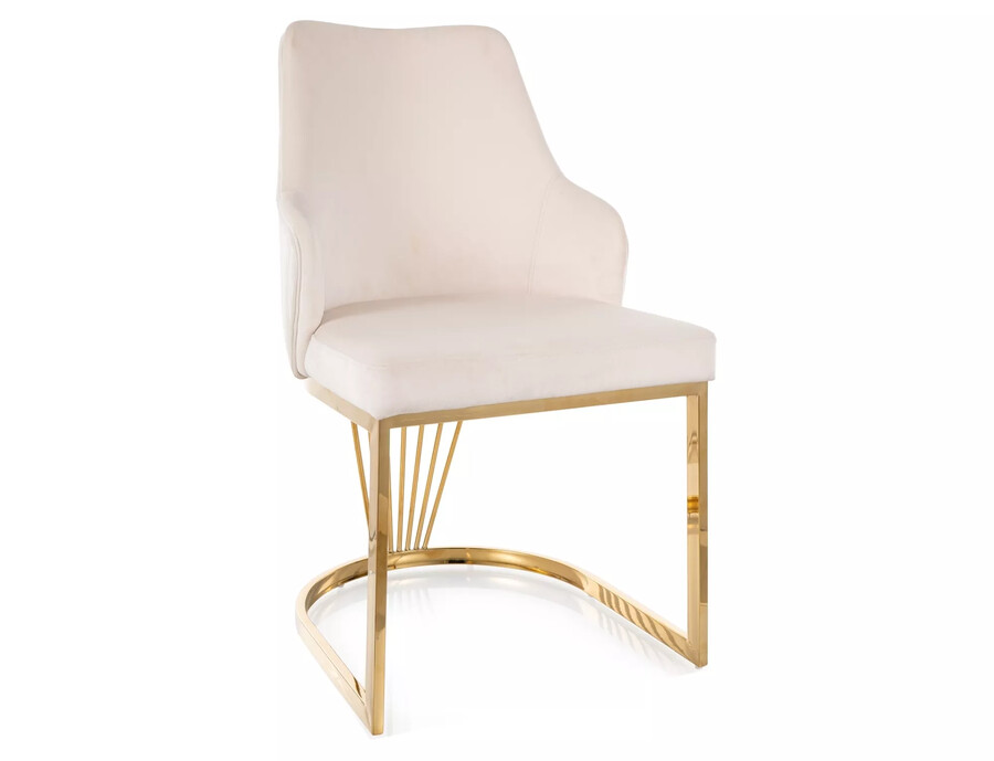 Кадифен стол - златен/Светлобежов