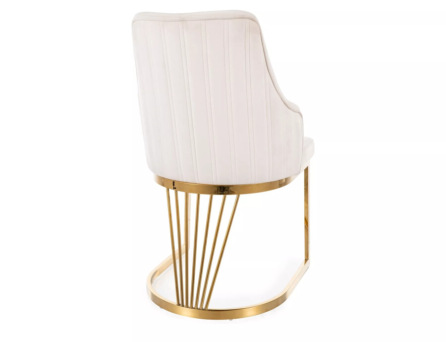 Кадифен стол – златен/Светлобежов