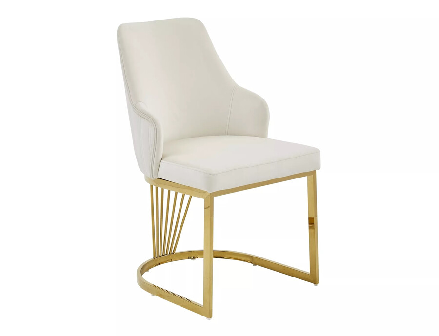 Кадифен стол – златен/Светлобежов