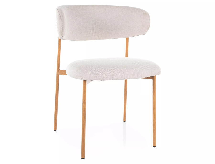 Трапезарен стол - светло бежово/дъб