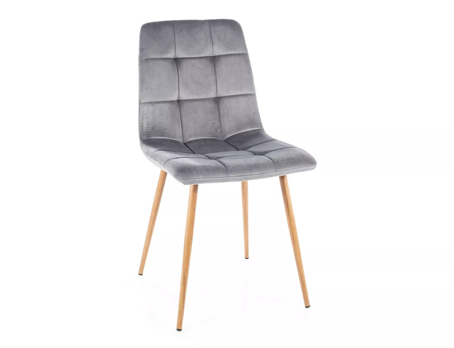 Кадифен стол – дъб/сив