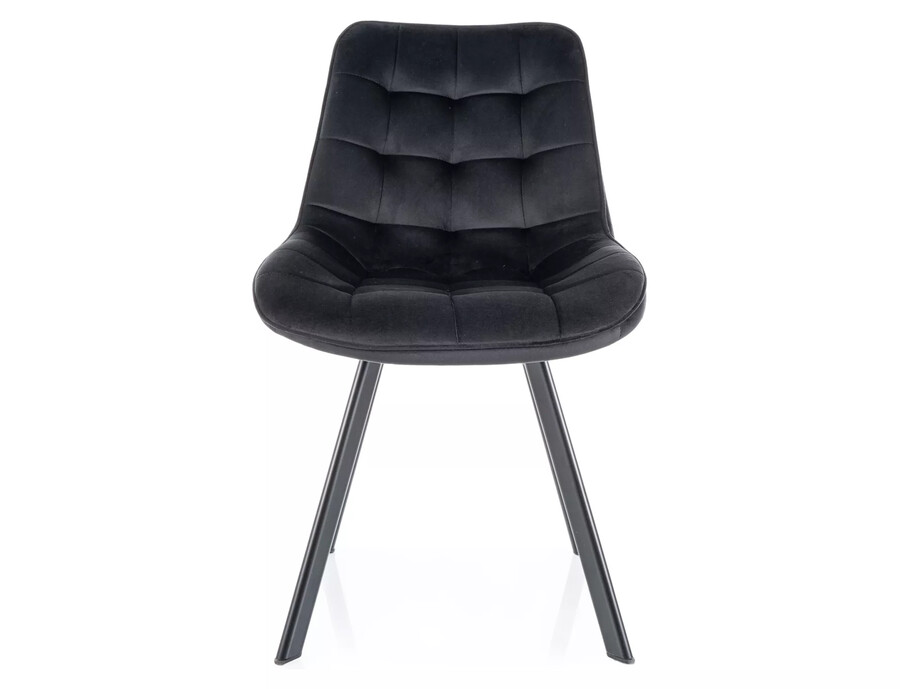 Кадифен стол с тъфтинг – черен