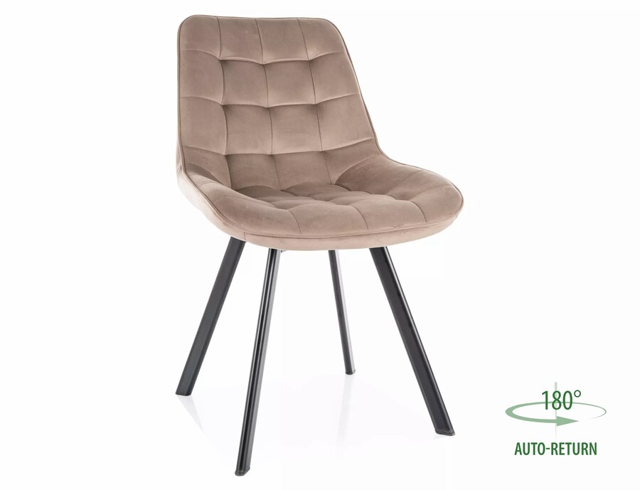 Кадифен стол с тъфтинг - бежов