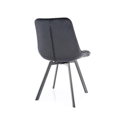 Кадифен стол с тъфтинг - черен