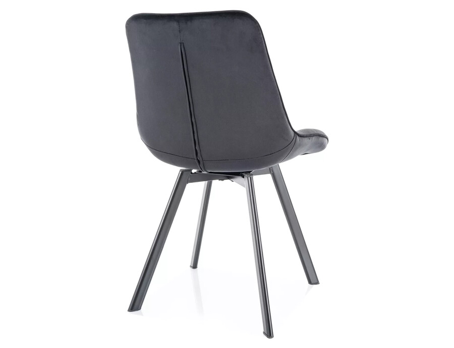 Кадифен стол с тъфтинг – черен