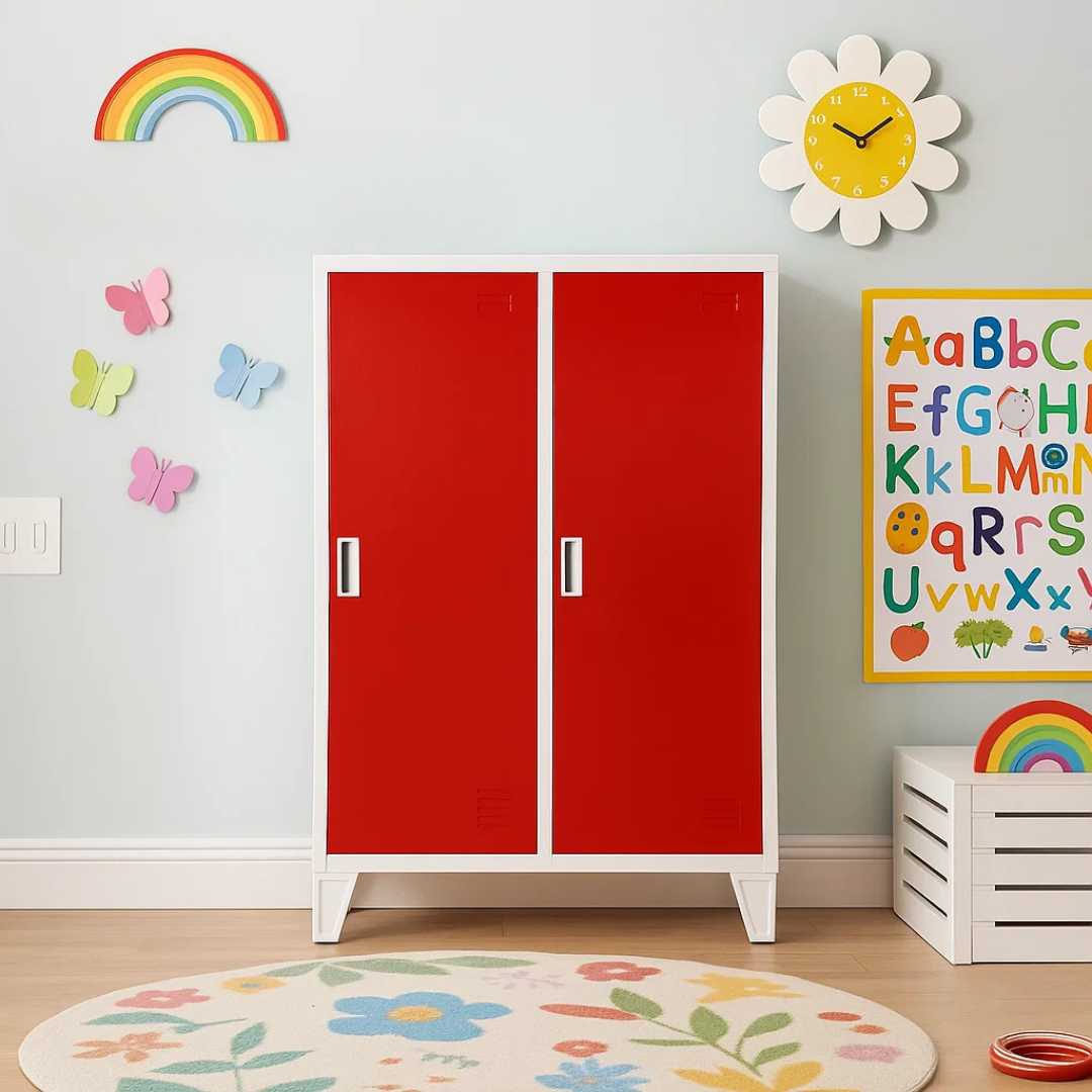 Метален шкаф Carmen CR-1605-2 JZ – сив / червен