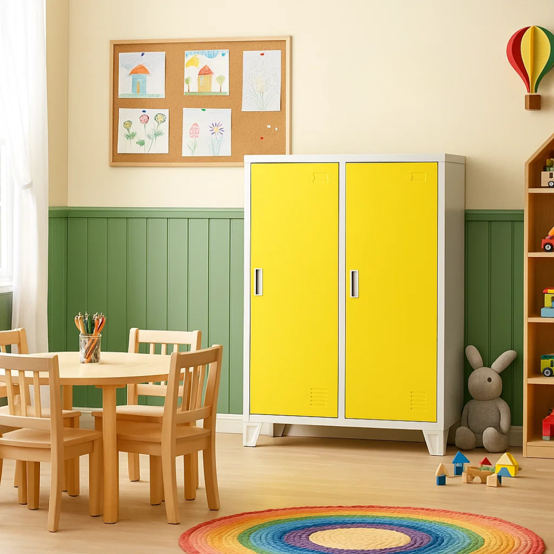 Метален шкаф Carmen CR-1605-2 JZ – сив / жълт