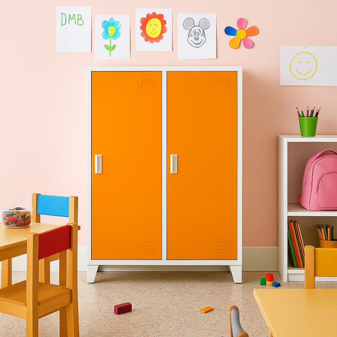 Метален шкаф Carmen CR-1605-2 JZ – сив / оранжев