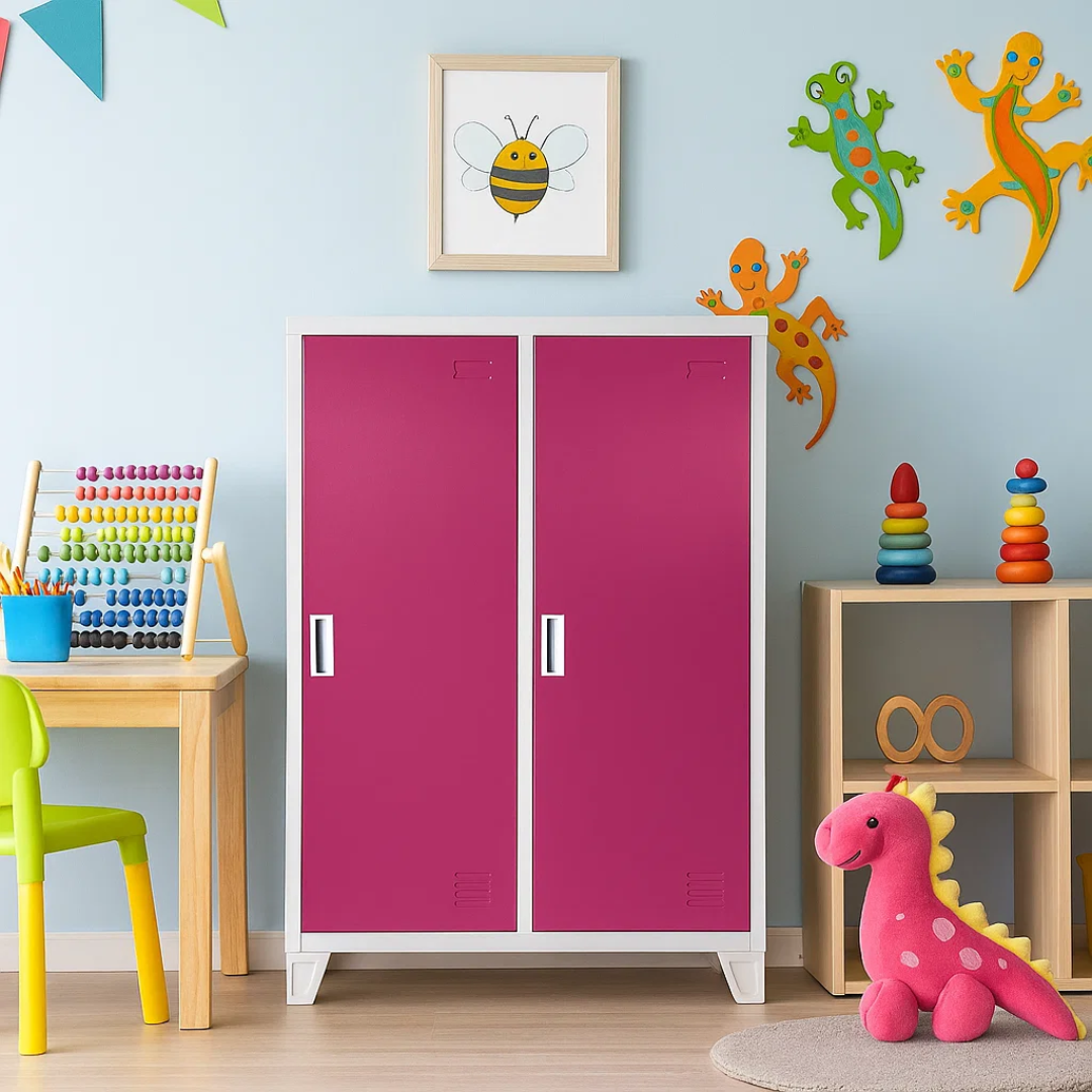 Метален шкаф Carmen CR-1605-2 JZ – сив / розов