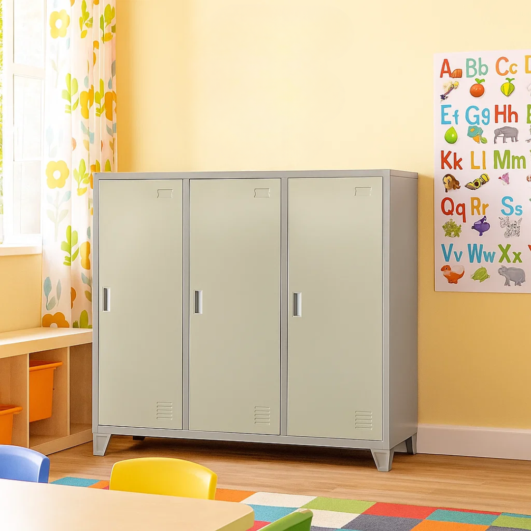 Метален шкаф Carmen CR-1605-3 JZ – сив / бежов