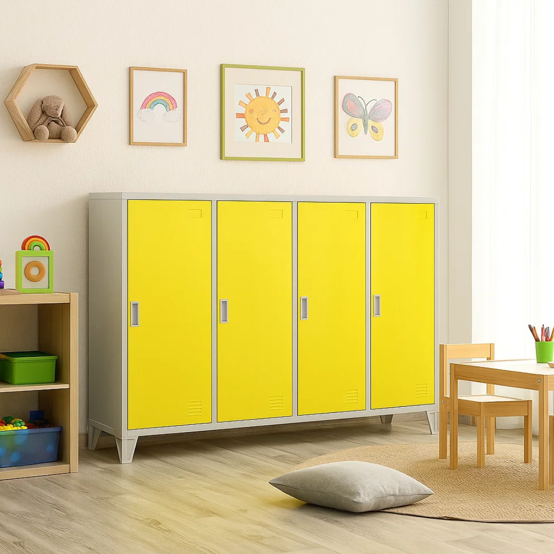 Метален шкаф Carmen CR-1605-4 JZ – Сив / жълт