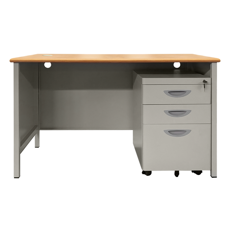 Метално бюро Carmen CR-1320 L – сиво / бук