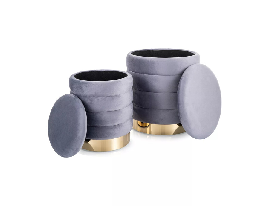 Комплект от два пуфа – сив