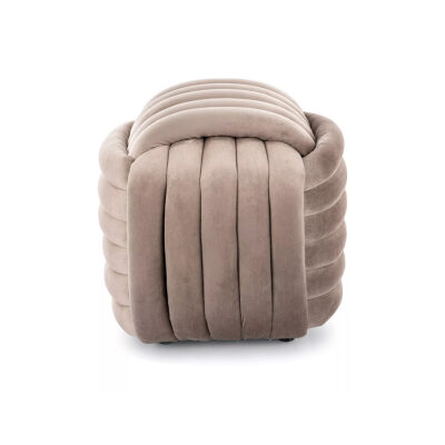 Кадифен пуф - тъмно бежов