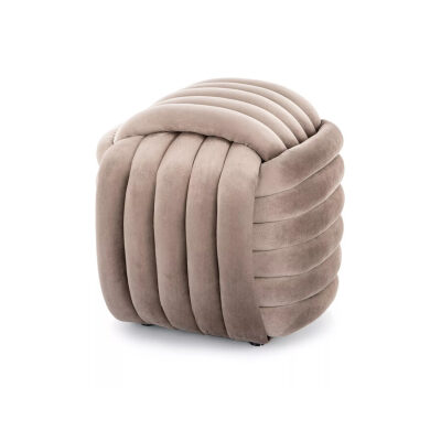 Кадифен пуф - тъмно бежов