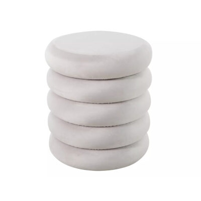 Кадифен пуф за съхранение - светло бежов