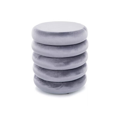 Кадифен пуф с място за съхранение - сив