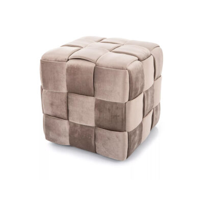 Кадифен пуф - тъмнобежов