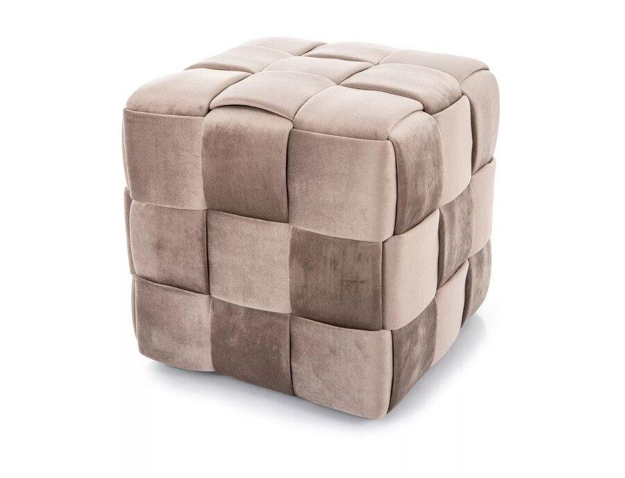 Кадифен пуф - тъмнобежов