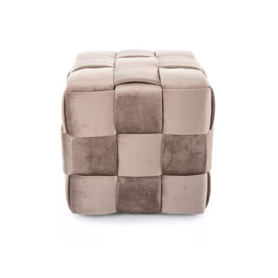 Кадифен пуф - тъмнобежов