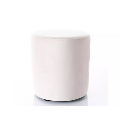 Кадифен пуф - светлобежов- синьо