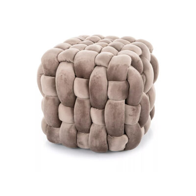 Кадифен пуф - тъмно бежов