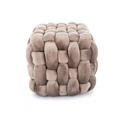Кадифен пуф - тъмно бежов