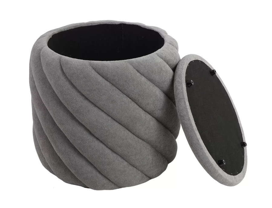 Пуф със съхранение – светлосив